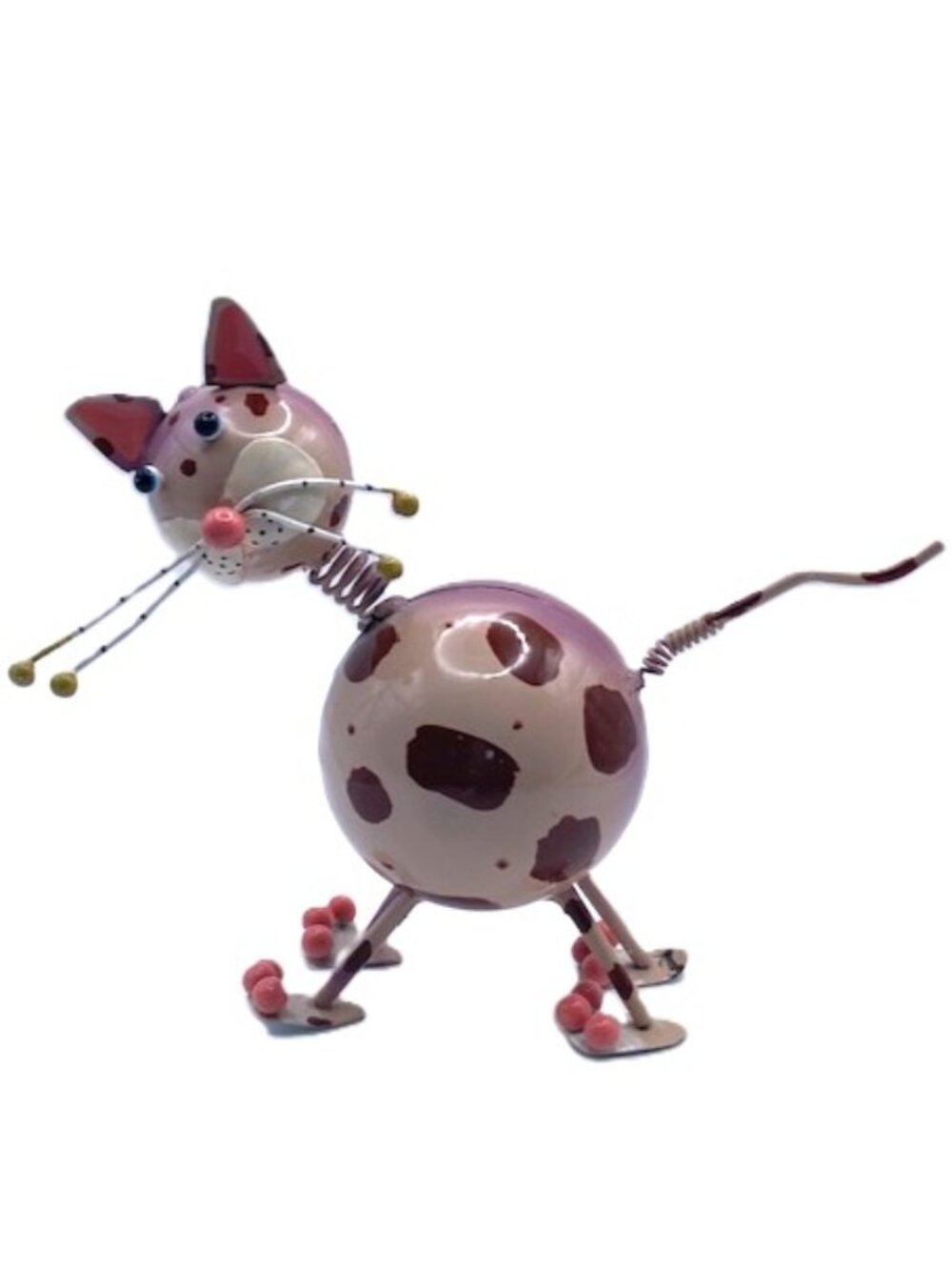 Metal Tin Cat Bobble Head Figure Springy Metal Whimsical Decor